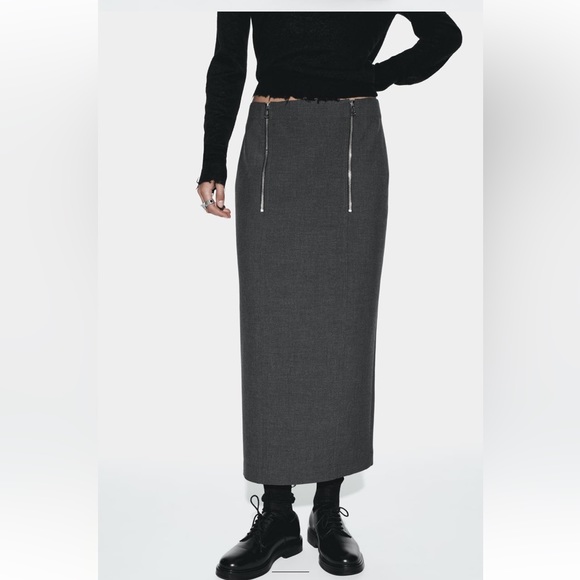 Zara ZW COLLECTION ZIPPERED PENCIL SKIRT - Picture 3 of 14